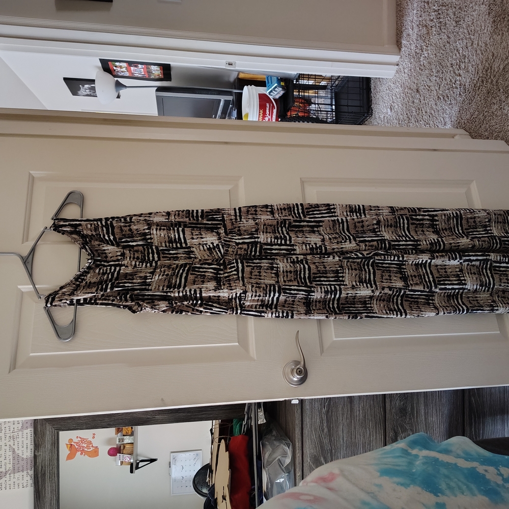 Stylish Black and Tan Patterned Jumpsuit